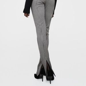 NWT Zara Houndstooth High-Waisted Leggings